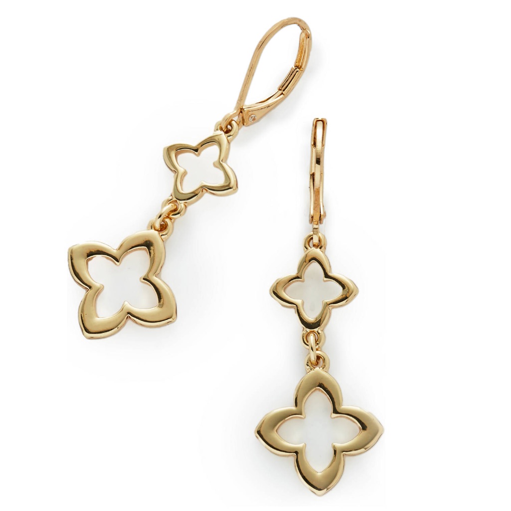 Crown Ivy Open Foil Double Drop Earrings 14$